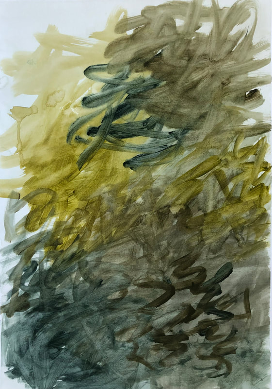 Olive abstract painting by Melinda Blair Paterson 2022